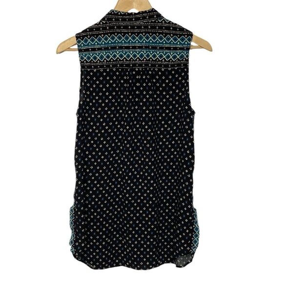 ANTHROPOLOGIE Sleeveless Tunic Button Down Aztec Southwestern Blouse - Picture 7 of 11